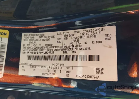 2022 Ford Bronco Black Diamond из США, поврежденный, VIN 1FMEE5BP0NLB20722